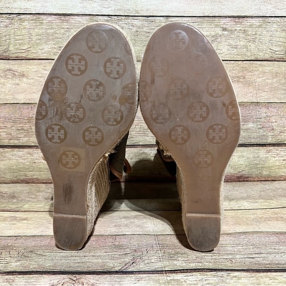 Tory Burch Green Canvas Wedge Lace Up Espadrilles - Picture 9 of 9